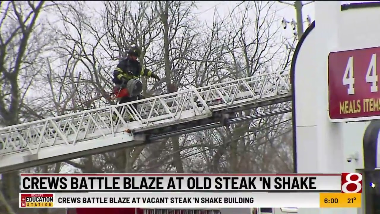 Crews battle blaze at old Steak 'n Shake