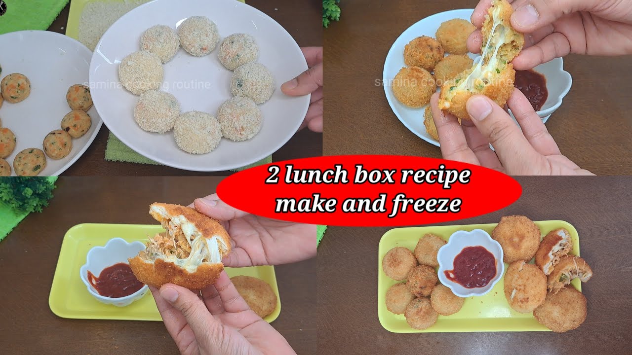 Lunch box ideas/ crispy fried bread petties and chickpeas vegetables Bolles recipe/ make and freeze 