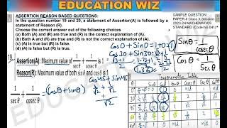 Assertion(A): Maximum value of 1/sec theta + 1/𝑐𝑜𝑠𝑒𝑐 theta is 1 Reason(R): Maximum value of both sin