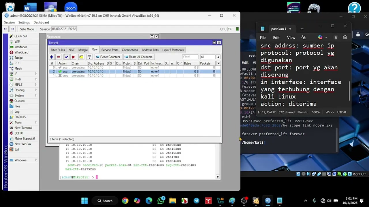Simulasi DDos Attack menggunakan VM (Kali Linux dan Mikrotik)