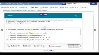 Math 14 6.1 Objective 1: Determine whether the random variable is discrete or continuous.