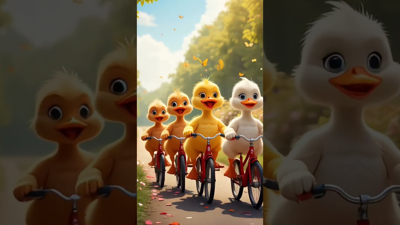 "🐥 Cute Cartoon Ducks Riding Bicycles 🚴✨ | Funny Duck Cycling Animation" 