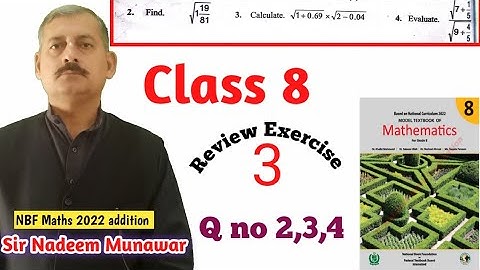 Maths Class 8 Review Exercise 3 Q no 2 Q no 3 Q no 4 NBF Maths Find Square Root in Urdu Sir Nadeem