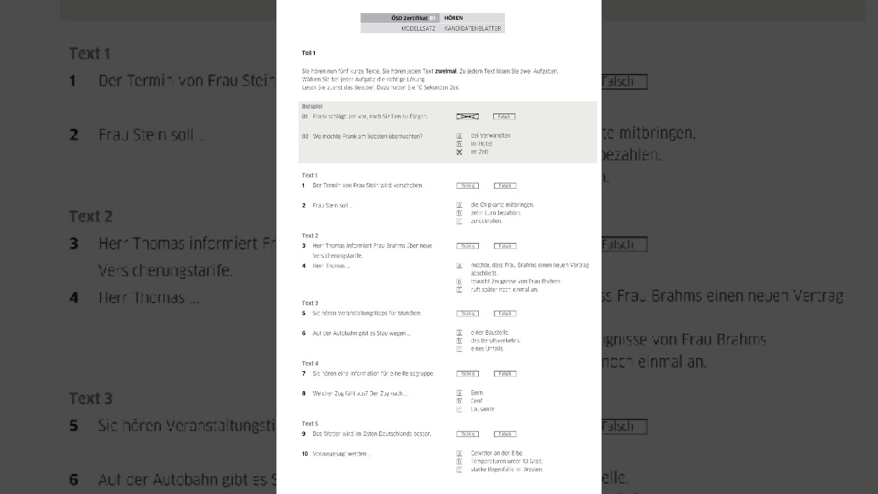 Hören B1 Teil 1 ÖSD GOTHE السمع الجزء الأول مستوى B1