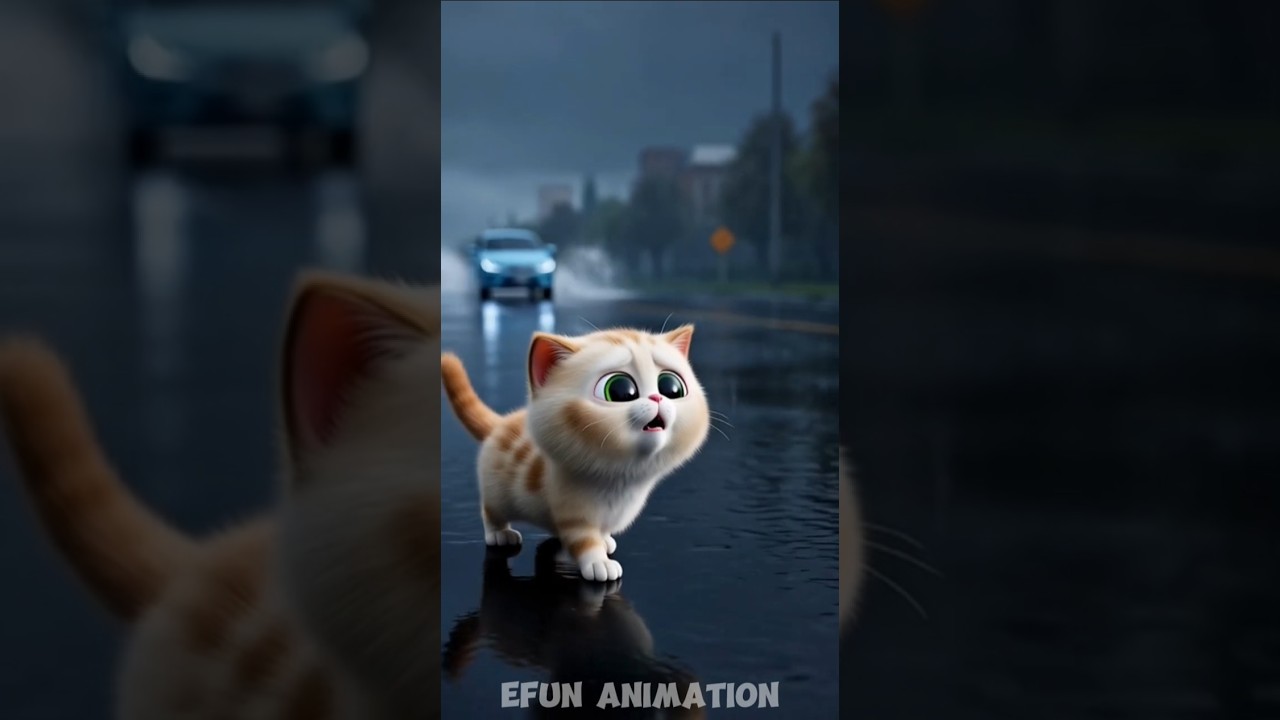 Kitten Crying for Help in the Rain 😿🌧️ 