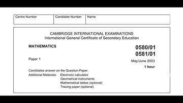 IGCSE-Cambridge 0580 (0581) / paper 01  May/June 2003