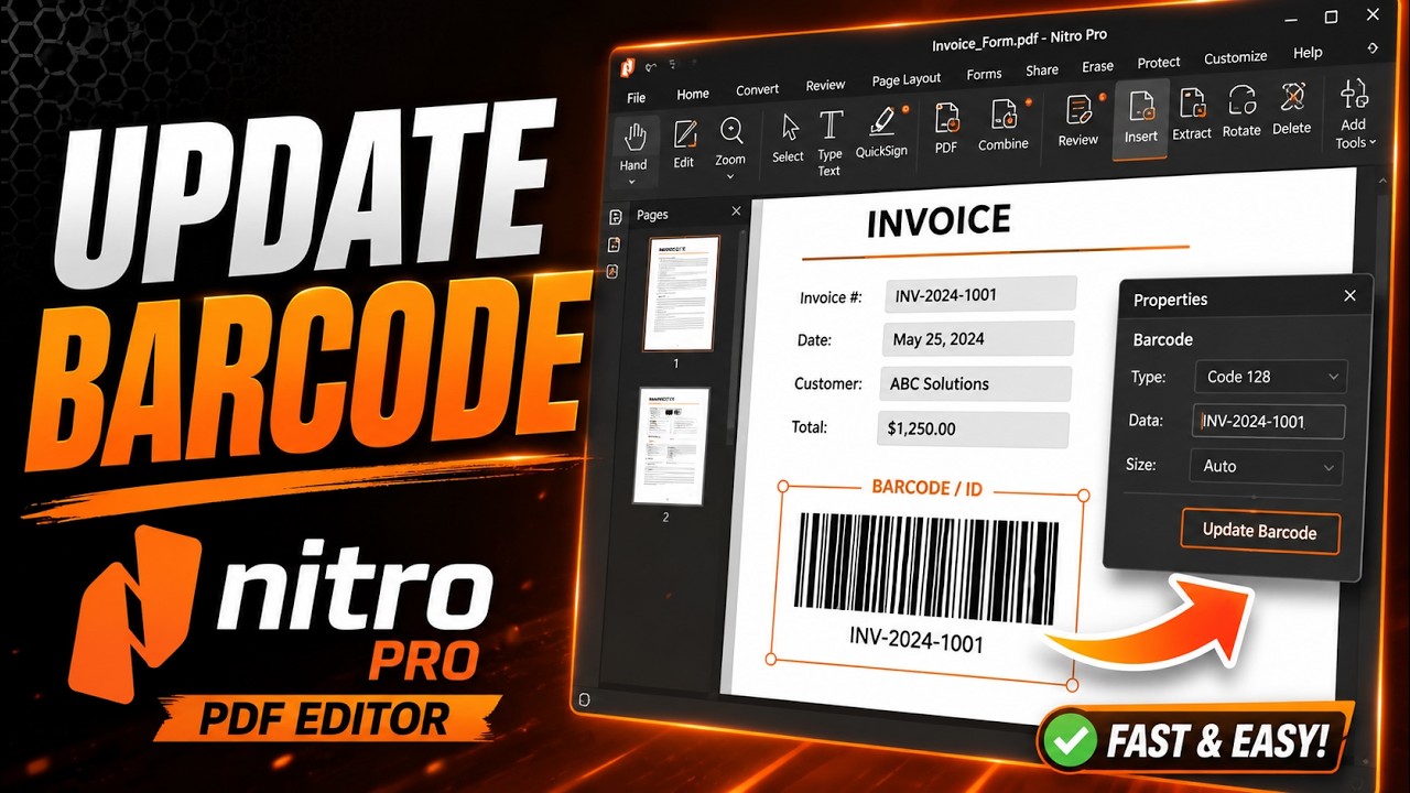 How to Change Barcode Data in a Fillable PDF Form with Nitro Pro - YouTube