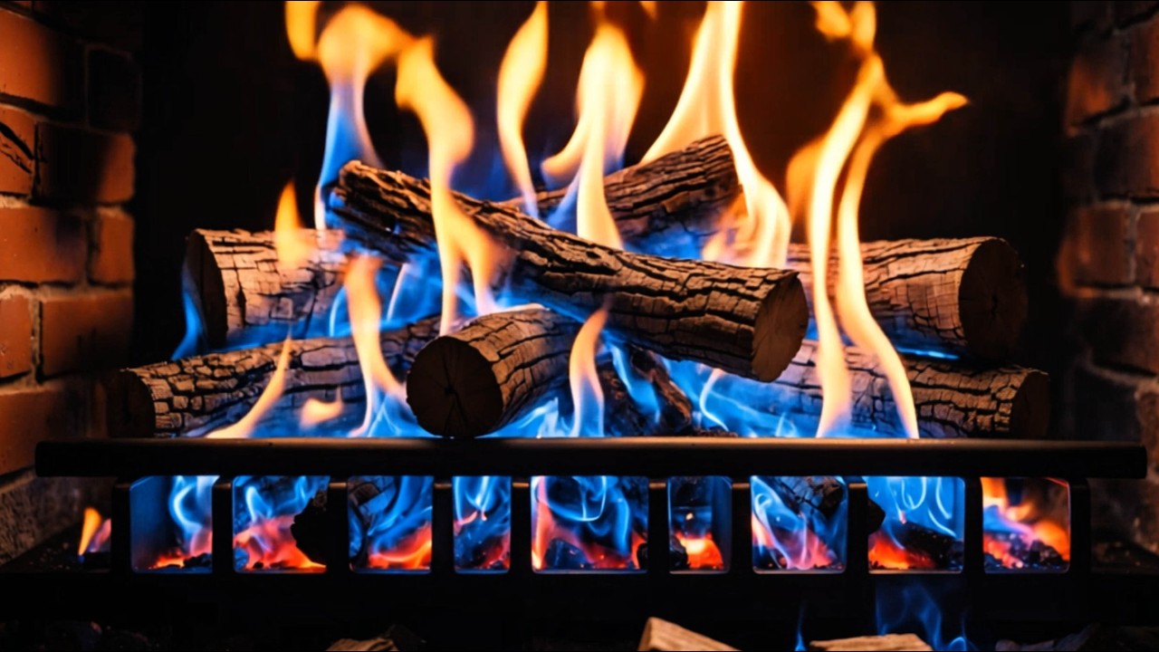 ❄️Intense Blue Flame Fireplace 4K | Cozy Brick Fireplace Fire for Relaxing Nights