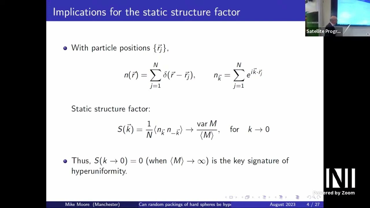 PMV | Prof. Michael Moore | Michael Moore - Can Random Packings of Spheres be Hyperuniform?