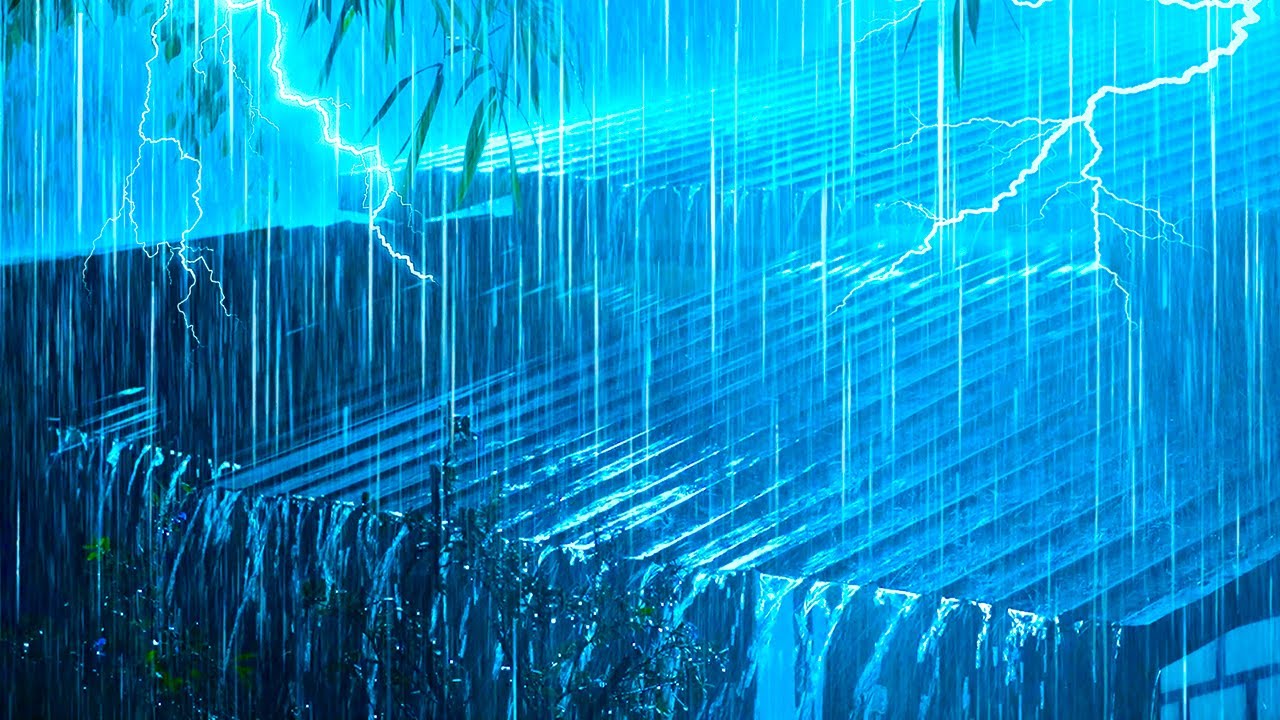 Heal the Soul to Sleep Deeply with Heavy Rainfall & Powerful Thunder on a Tin Roof in the Forest
