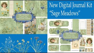 New Digital Downloadable Journal Kit Flip Through - Sage Meadows Listed on Etsy @PeriwinkleMatildaJournals