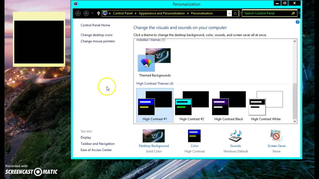 How to change to a high contrast theme