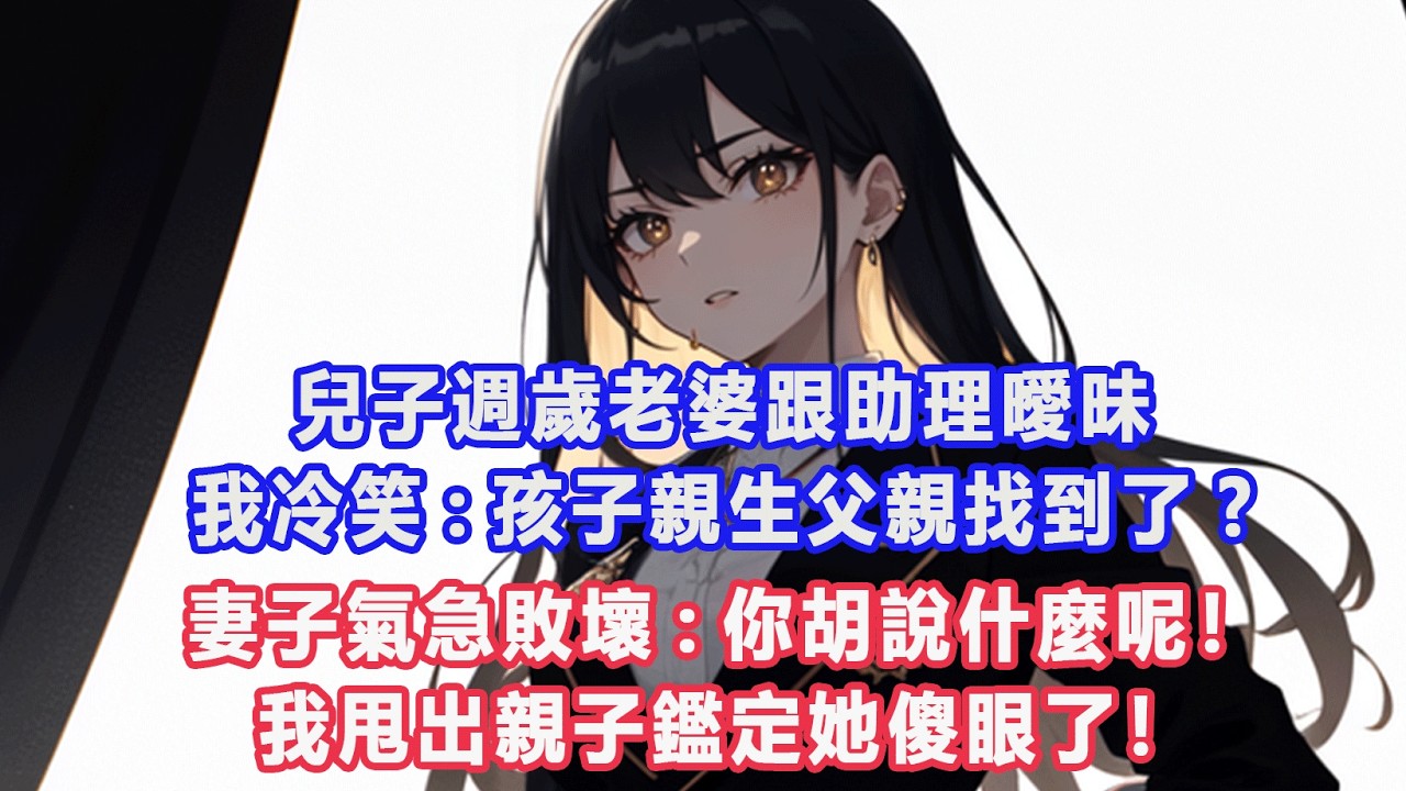 兒子週歲老婆跟助理曖昧，我冷笑:孩子親生父親找到了?妻子氣急敗壞:你胡說什麼呢！我甩出親子鑑定她傻眼了！#出軌小說 #愛情故事 #白月光 #幸福人生#生活经验 #情感故事