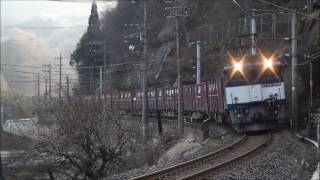EF64-1000牽引 伯備線貨物3082レ 上菅-生山 Scenery with Japanese old train 201703