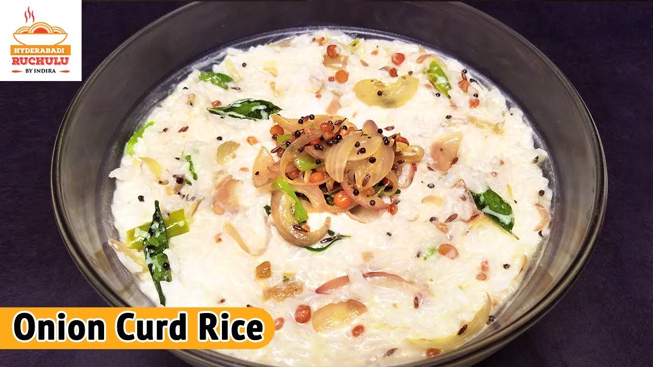 Onion Curd Rice Recipe in Telugu | Lunch Box Recipe | How to make Curd Rice in Telugu | Hyderabadi Ruchulu