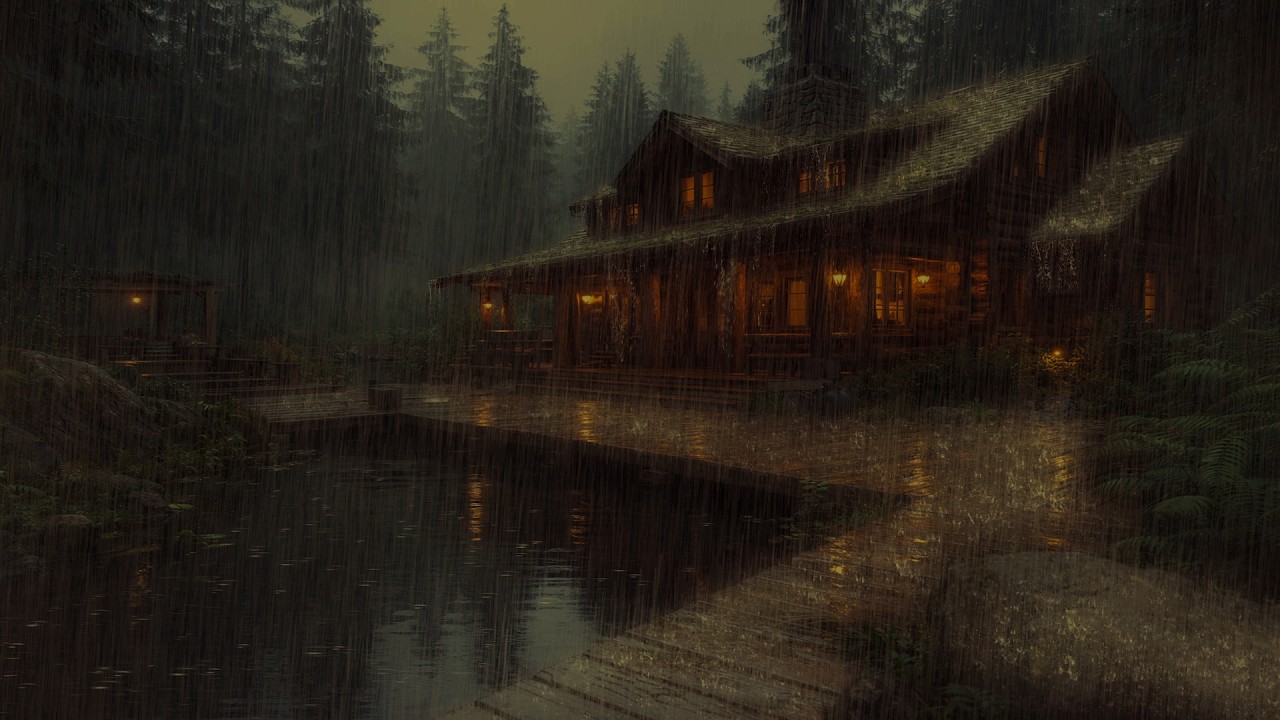 Heavy Rain & Thunder After Midnight 🌩️ Forest Sounds for Deep Sleep