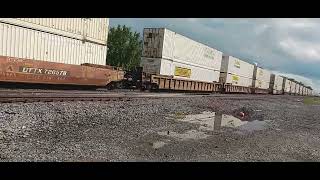 BNSF 7990 NS 4354 Heritage scheme 1021 lead Double Containers near Bucklin MO