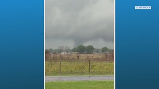 Possible tornado strikes north of Tyler, Texas, causing tree and property damage