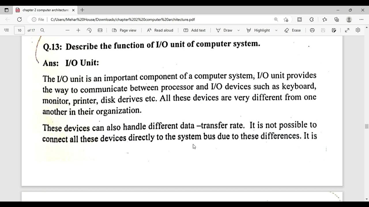 Describe the function of I/O unit of computer system in hindi YouTube