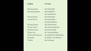 Learn Driving School Terms in German #germanpronunciation #germanworld