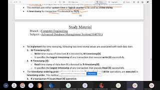 Unit 5 Deadlock, Timestamp and Optimistic Method