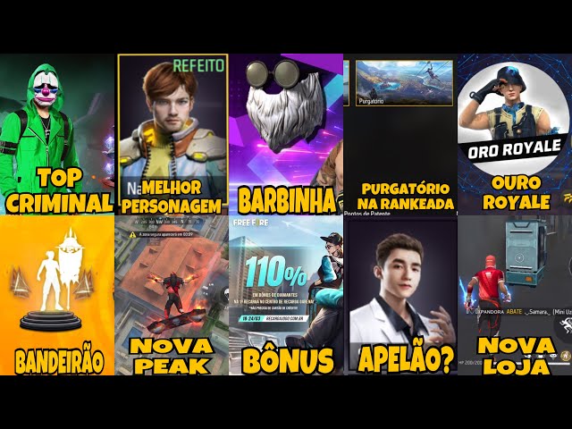 DATA DA NOVA SKIN EVOLUTIVA, NOVO PERSONAGEM DE GRAÇA, INCUBADORA, DINO 2D  - NOVIDADES FREE FIRE 