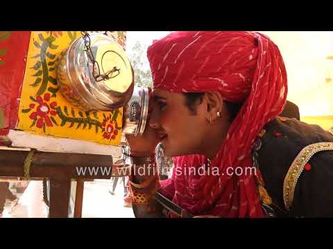 Traditional Bioscope at Surajkund Mela: A painted peep-show box from Old India