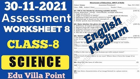 Class 8 Science English Medium Assessment Worksheet 8 (30/11/2021) | Edu Villa Point