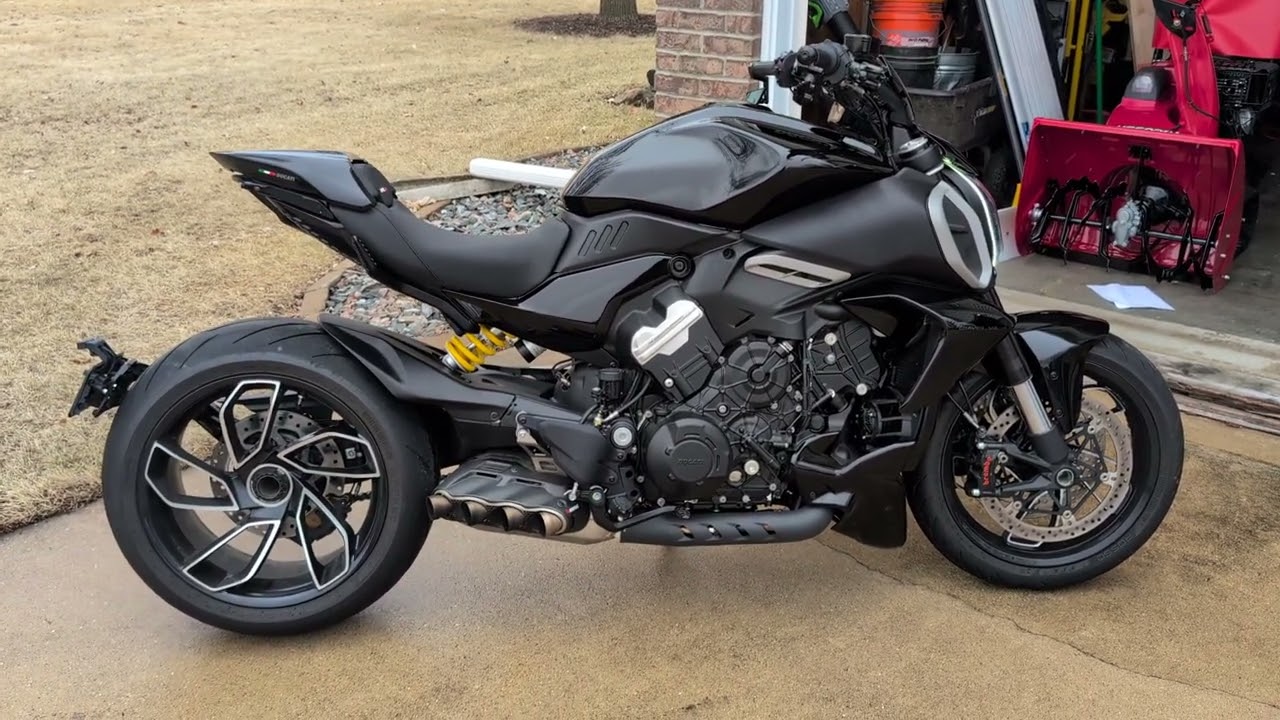 2024 Ducati Diavel V4 with Akrapovik exhaust with db killers removed.
