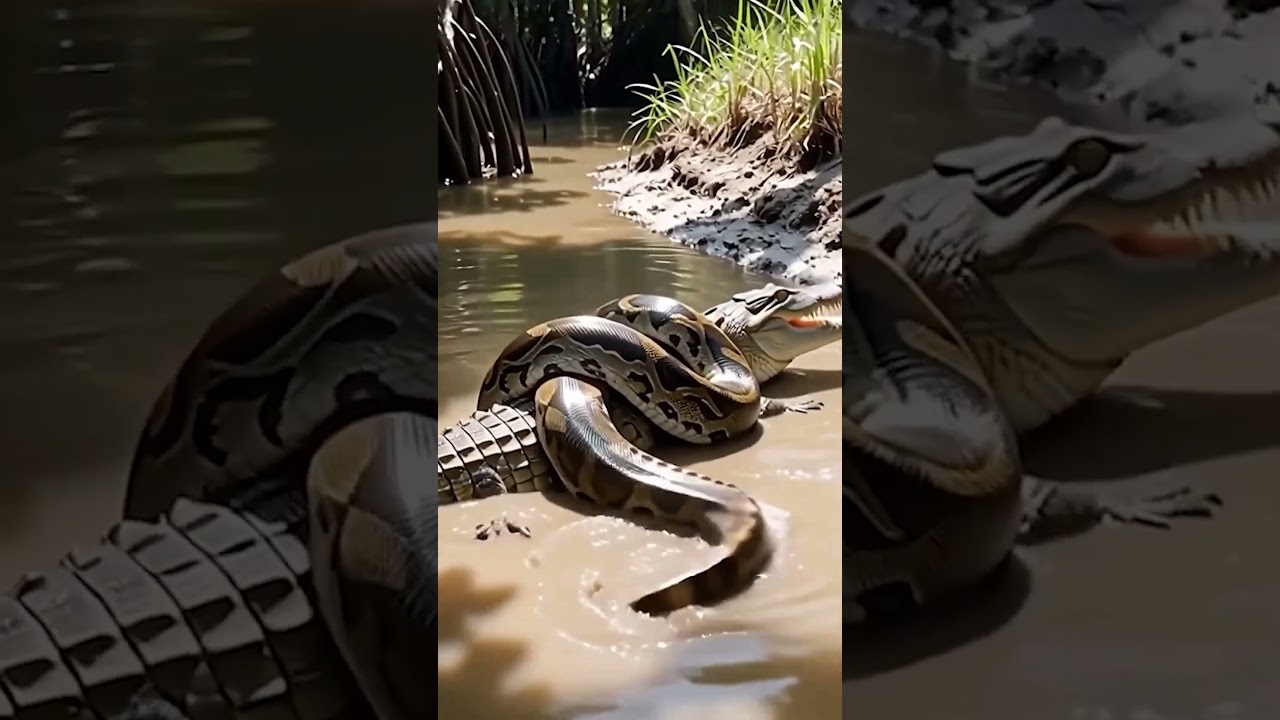 Anaconda attack Crocodile | Snake vs Crocodile | animal world 