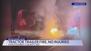 Tractor-trailer catches fire on Capital Beltway in Montgomery County