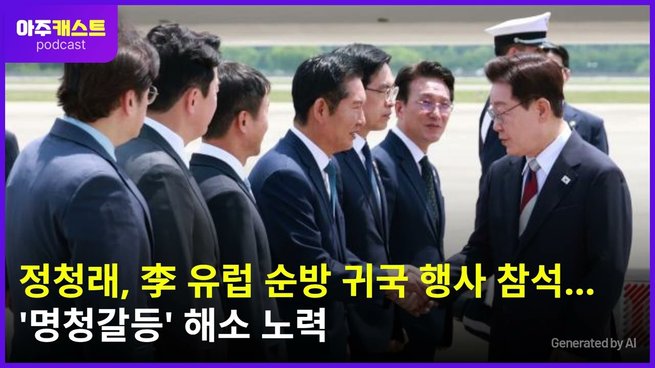 정청래, 李 유럽 순방 귀국 행사 참석…명청갈등 해소 노력