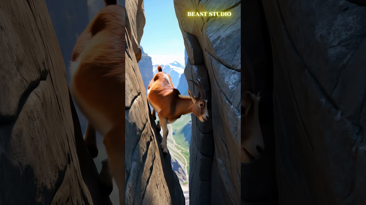 Young Goat Descends Steep Cliff with Amazing Agility! 🐐⛰️ | Incredible Animal Feat