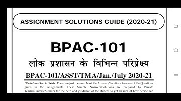 BPAC 101 Ignou Solved Assignment 2020-21