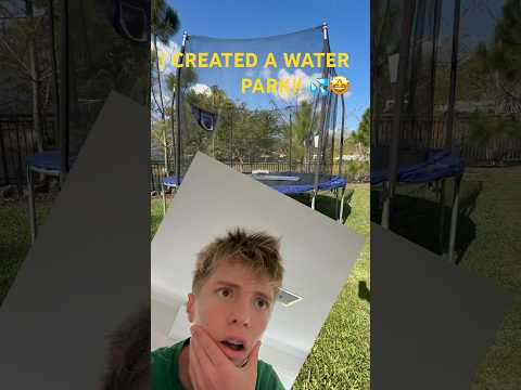 I Built the CRAZIEST Trampoline Waterpark!! 😱💦 #trampoline #waterpark #challenge #diy #backyardfun