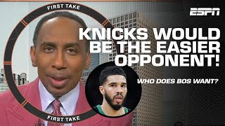 Boston advances to ECF 🍀 Should Celtics prefer KNICKS or PACERS in next round? | First Take