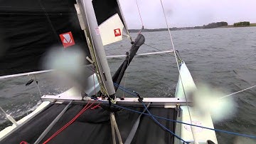 Dart 16 , 2 up winds 9 mph , top speed 11 Knots First Use of Garmin Virb Elite
