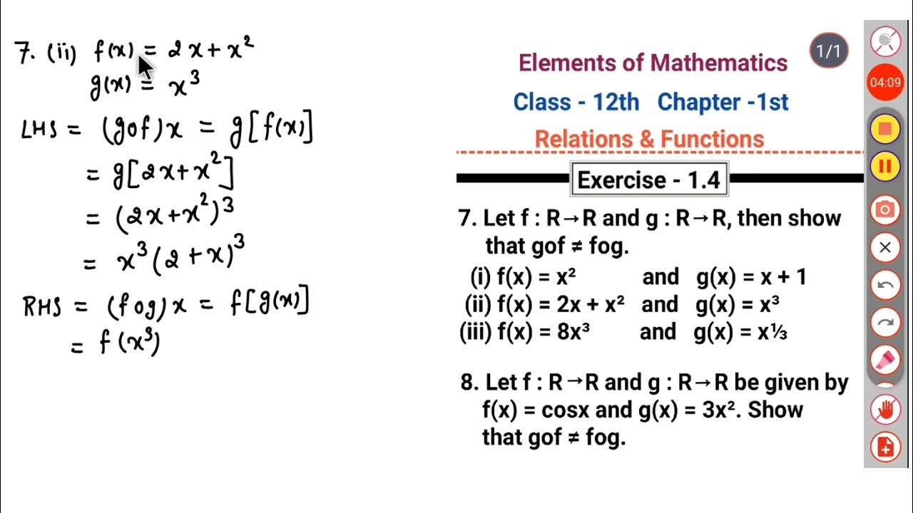 Elements of math class 12 exercise 1.4 questions 7, 8 How to show