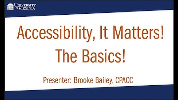 Accessibility, it matters! The Basics!