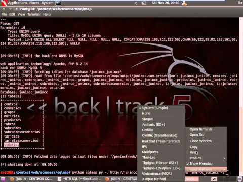 SQL Injection in BackTrack 5