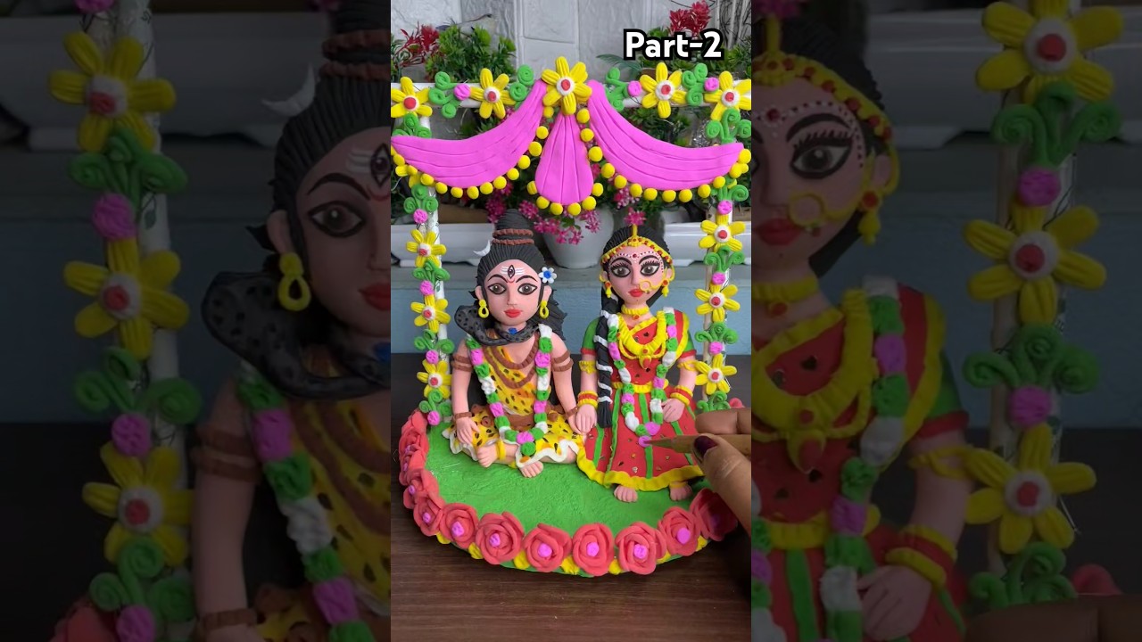 DIY clay Shiv & Parvati mata idol 