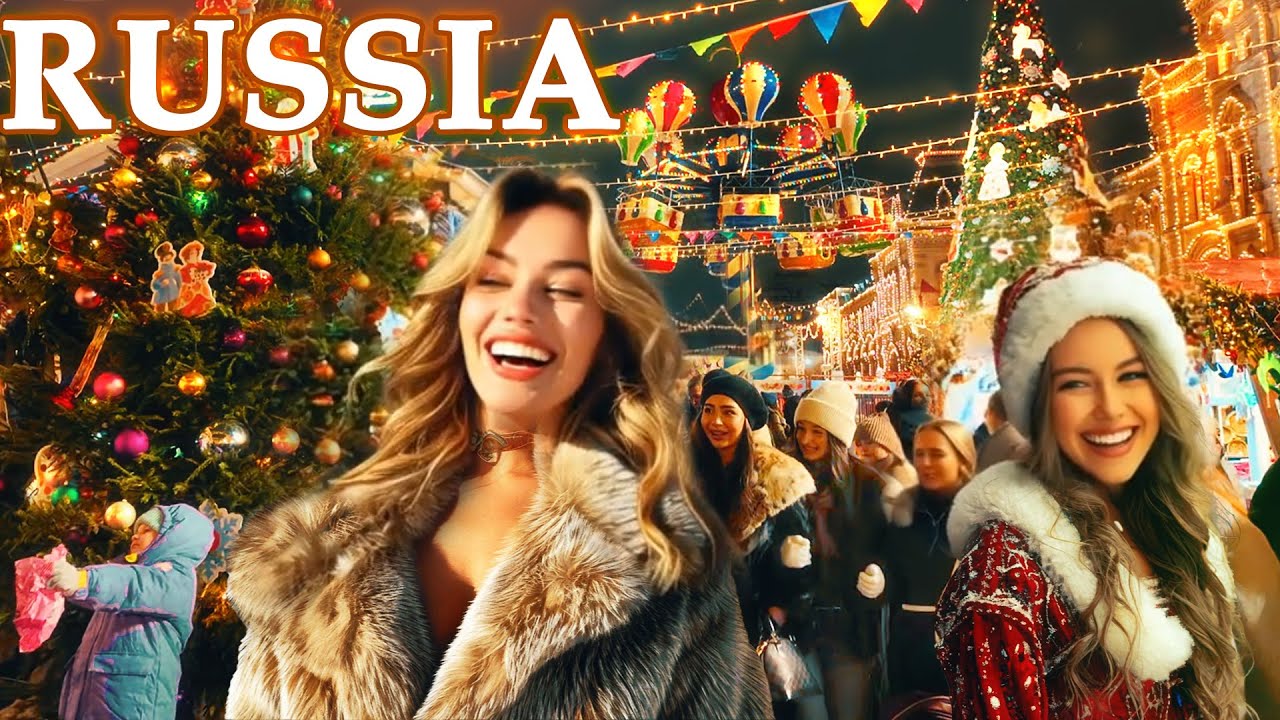 MOSCOW at New Year is Crazy! Crowds of Beautiful. Russia holidays christmas new year walk