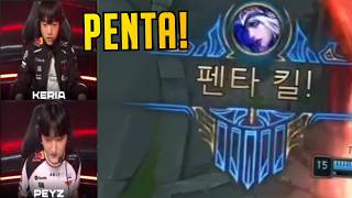 T1 Peyz Ashe Pentakill in LCK!  - T1 vs NS Highlights with Voice Comms Translated