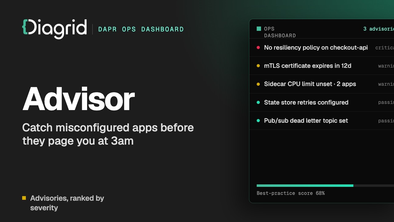 Advisor insights in the Dapr Ops Dashboard