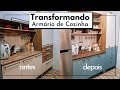 TRANSFORMANDO ARMÁRIO DE COZINHA GASTANDO POUCO | COMO ENVELOPAR ARMÁRIO E TROCAR OS PUXADORES