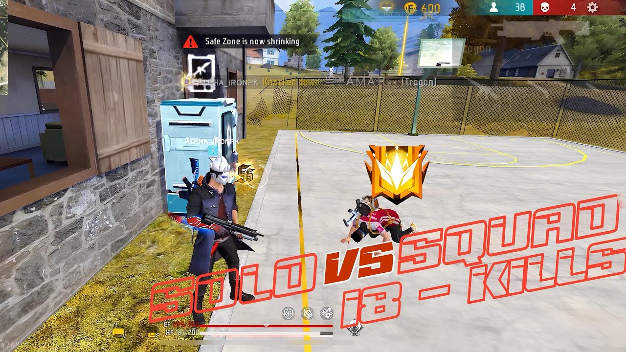 Free fire India 1 vs 4 Gameplay 18 Kills solo vs squad BR Ranked - YouTube