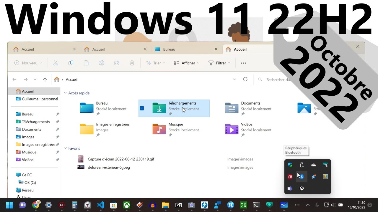 Nouveautés Windows 11 d'octobre 🆕 Onglets dans l'explorateur, débordement de la barre des tâches...