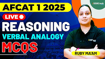 AFCAT 1 2025 Exam Reasoning Live - Verbal Analogy MCQs