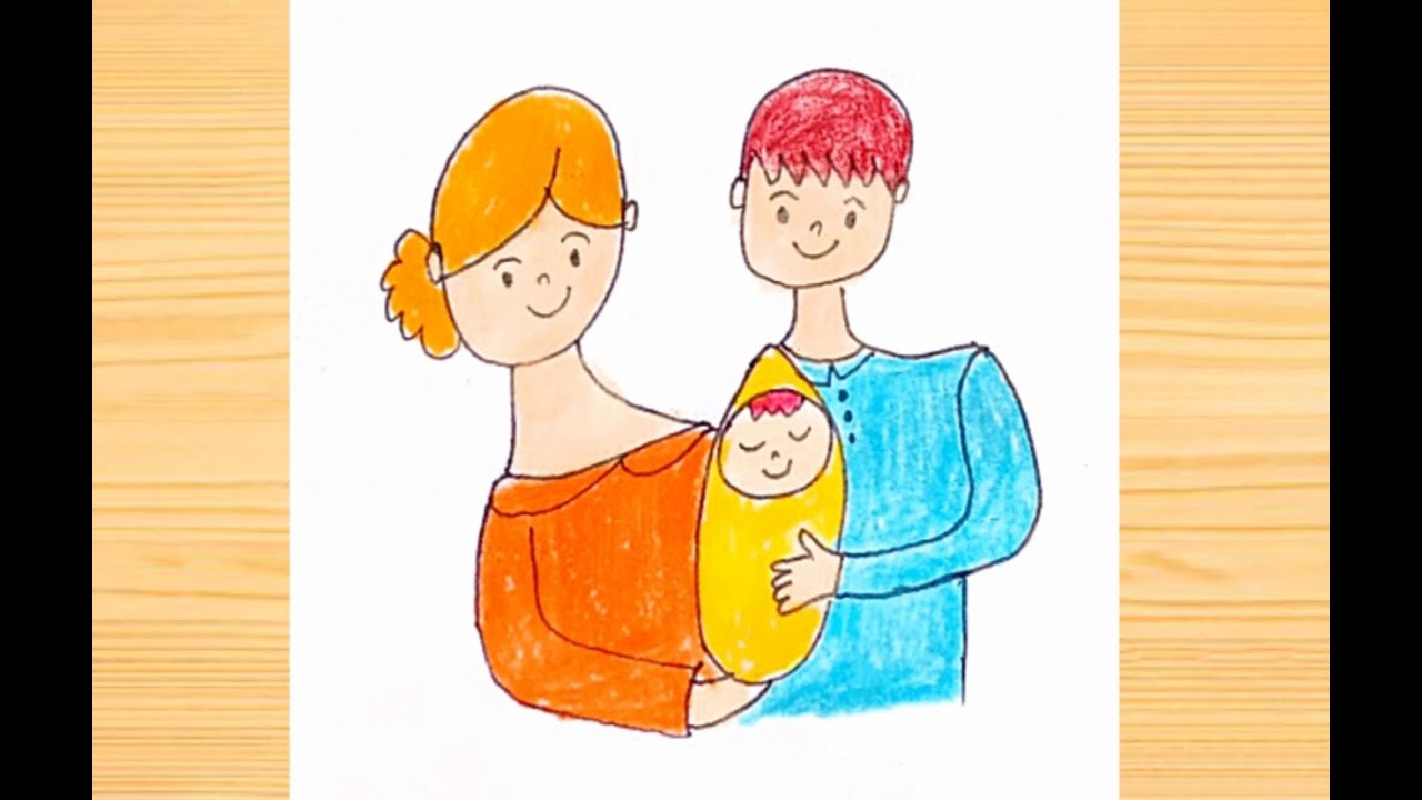 How to Draw my mom dad and me || Easy Drawing tutorial || Satisfying ...