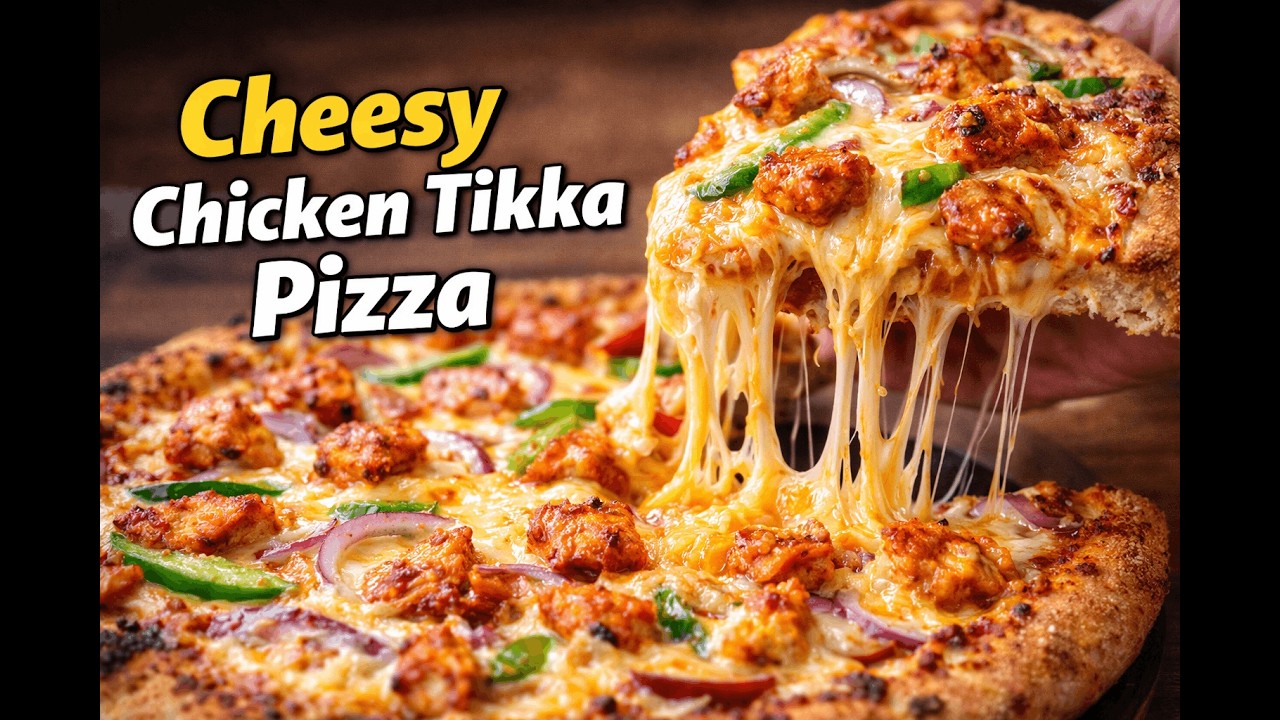 Chicken Tikka Pizza | pizza recipe| how to make dough at home| easy recipe| home made